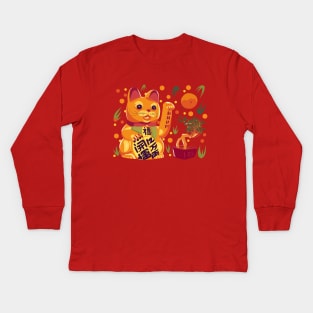 Lucky cat Kids Long Sleeve T-Shirt